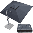 thumbnail image 1 of PURPLE LEAF 10 x 12FT Deluxe Rectangular Patio Umbrella with Base, Large Offset Cantilever Umbrella with 360° Rotation, Gray, 1 of 15