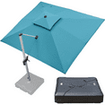 thumbnail image 1 of PURPLE LEAF 10 x 12FT Deluxe Rectangular Patio Umbrella with Base, Large Offset Cantilever Umbrella with 360° Rotation, Turquoise Blue, 1 of 15