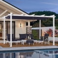thumbnail image 1 of PURPLE LEAF 10' x 13' Outdoor Retractable Pergola with Double Sun Shade Canopy and White Heavy-Duty Aluminum Frame Patio Modern Adjustable Canopy Pergola for Garden Deck and Backyard, Navy Blue, 1 of 16