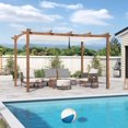 thumbnail image 1 of PURPLE LEAF 10' x 13' Outdoor Retractable Pergola with Sun Shade Canopy Patio Metal Shelter for Garden Porch Beach Pavilion Natural Wood Grain Aluminum Frame Modern Yard Grill Pergola, White, 1 of 14