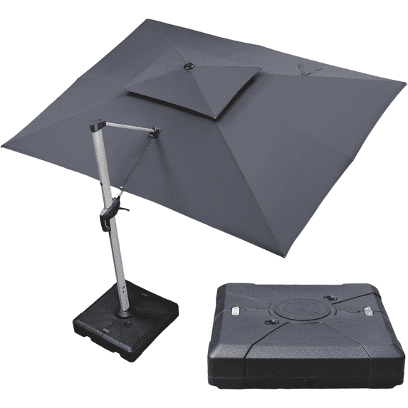 Purple Leaf 10x13ft Outdoor Patio Umbrella - Offset Cantilever Design with 360° Rotation, Gray Rectangle Market Umbrella for Deck, Pool, and Garden