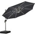 thumbnail image 1 of PURPLE LEAF 10FT Deluxe Round Solar Powered LED Patio Umbrella, Large Offset Cantilever Umbrella with 360° Rotation, Gray, 1 of 15