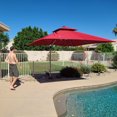 thumbnail image 1 of Purple Leaf 10ft Outdoor Patio Umbrella - Offset Cantilever Design with 360° Rotation, Terra Square Market Umbrella for Deck, Pool, and Garden, 1 of 15