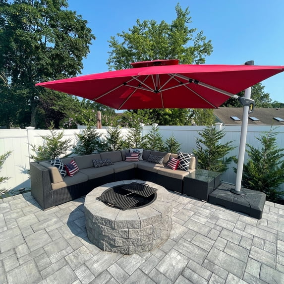 Purple Leaf 10ft Outdoor Patio Umbrella - Offset Cantilever Design with 360° Rotation, Terra Square Market Umbrella for Deck, Pool, and Garden