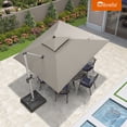 thumbnail image 1 of PURPLE LEAF 10FT Deluxe Square Sunbrella Patio Umbrella, Large Offset Cantilever Umbrella with 360° Rotation, Spectrum Graphite, 1 of 12