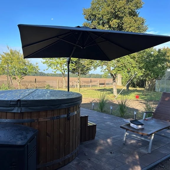 PURPLE LEAF 10x10 Ft Cantilever Umbrella Left-right Tilting Swivel Square Outdoor Patio Umbrella Large Offset Aluminum Umbrella with 360°Rotation Adjustable Pool Umbrella,Gray