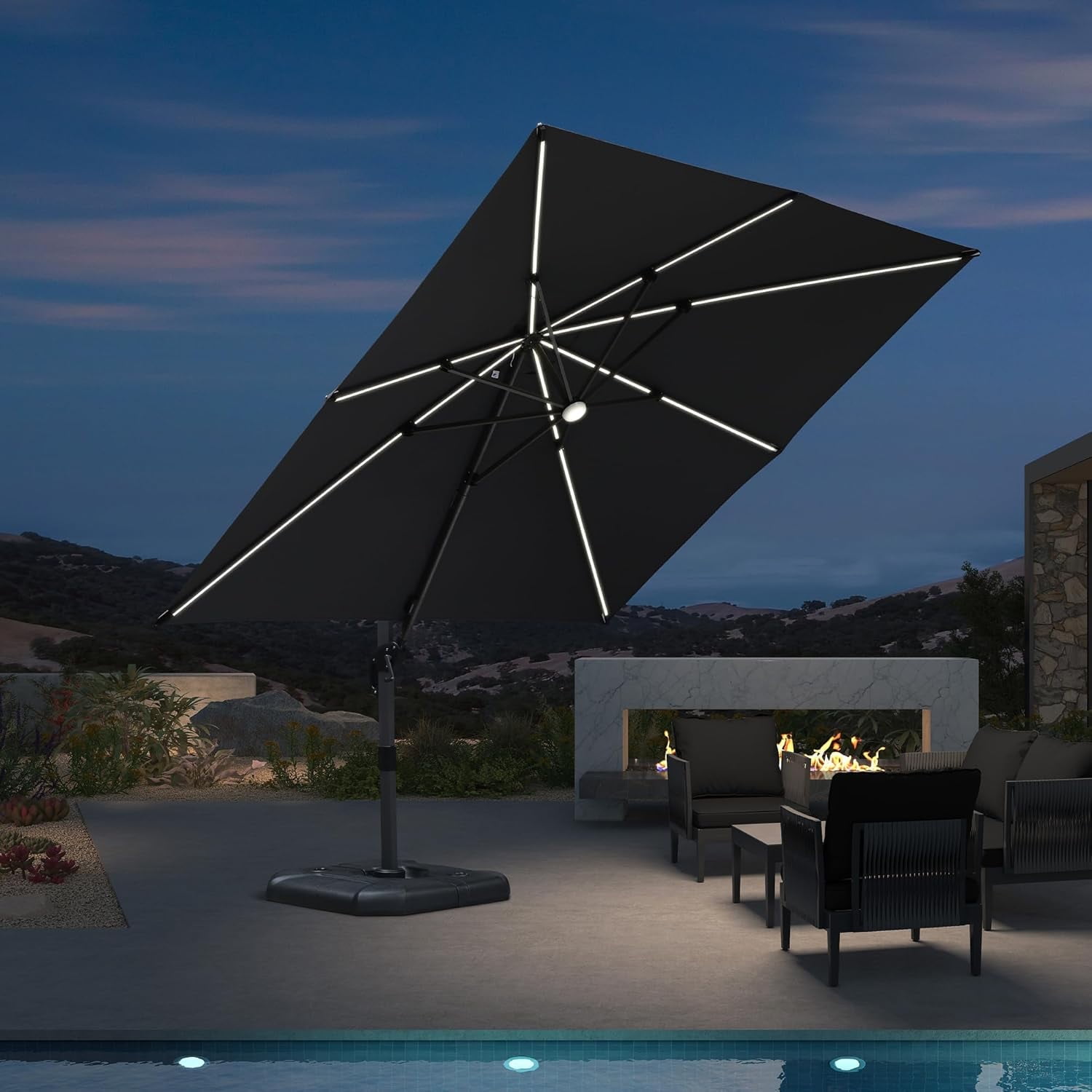 PURPLE LEAF 9 ft Square Patio Umbrella, UV Resistant, 360 PURPLE LEAF 9 ft Square Patio Umbrella, UV Resistant, 360
