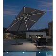 thumbnail image 1 of PURPLE LEAF 10x10 Ft Cantilever Umbrella Square Solar Powered LED Outdoor Patio Umbrella Large Offset Hanging Umbrella Aluminum Umbrella with 360°Rotation Adjustable Garden Pool Umbrella,Light Gray, 1 of 12