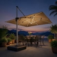 thumbnail image 1 of PURPLE LEAF 11 Feet Square Cantilever Umbrella with Base and Lights Patio Umbrellas Large Umbrella Outdoor Umbrellas Pool Umbrella Offset Umbrellas, Beige, 1 of 13