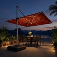 thumbnail image 1 of PURPLE LEAF 11 Feet Square Cantilever Umbrella Patio Umbrellas Windproof Offset Umbrella Outdoor Umbrella with Base and Solar lights, Brick Red, 1 of 12