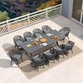 thumbnail image 1 of PURPLE LEAF 11 Pieces Patio Dining Set, Rectangular Aluminum Outdoor Table and 10 Wicker Chairs with Cushions for Garden Kitchen and Porch, Grey, 1 of 8