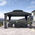 thumbnail image 1 of PURPLE LEAF 11' X 13' Outdoor Hardtop Gazebo Galvanized Steel Double Roof Aluminum Frame Patio Gazebo for Backyard Lawn and Garden Grey, 1 of 8
