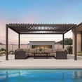 thumbnail image 1 of PURPLE LEAF 11' x 15' Louvered Aluminum Pergola Adjustable Louvre Shade Retractable Hardtop Roof Modern Outdoor Shelter Deck Backyard Garden Bronze, 1 of 10