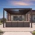 thumbnail image 1 of PURPLE LEAF 11' x 21' Louvered Aluminum Pergola Adjustable Louvre Shade Retractable Hardtop Roof Modern Outdoor Shelter Deck Backyard Garden Bronze, 1 of 13