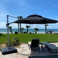 thumbnail image 1 of PURPLE LEAF 11FT Deluxe Round Patio Umbrella, Large Offset Cantilever Umbrella with 360° Rotation, Black, 1 of 10