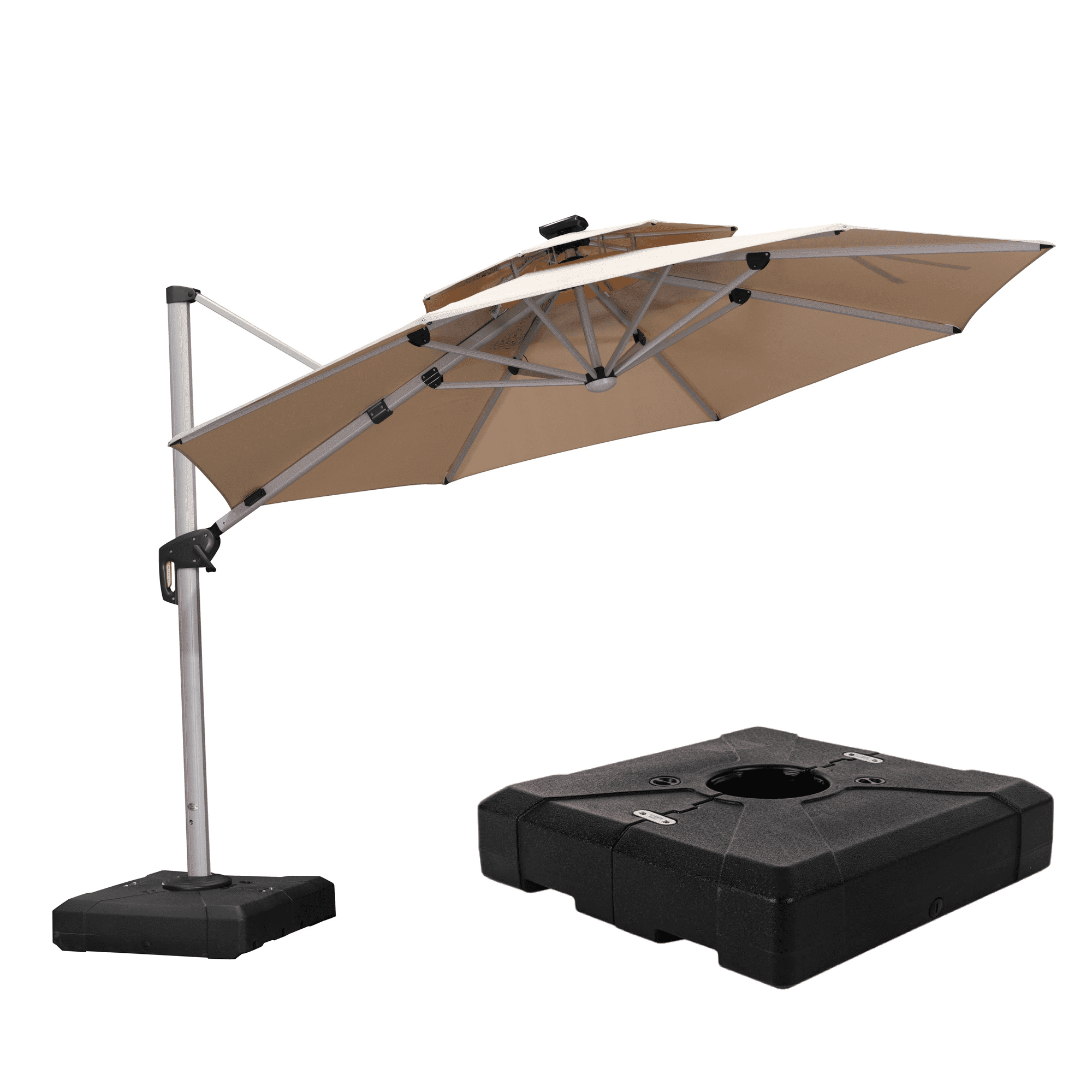 11 round cantilever solar patio umbrella with base Garden Winds Replacement Canopy Top Cover for Single Tier 11 ft Round Solar Umbrella