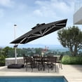 thumbnail image 1 of PURPLE LEAF 11FT Deluxe Square Solar Powered LED Patio Umbrella with Base, Large Offset Cantilever Umbrella with 360° Rotation, Black, 1 of 17