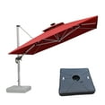 thumbnail image 1 of PURPLE LEAF 11FT Deluxe Square Solar Powered LED Patio Umbrella with Base, Large Offset Cantilever Umbrella with 360° Rotation, Terra, 1 of 15