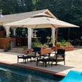 thumbnail image 1 of PURPLE LEAF 11FT Deluxe Square Wood Grain Patio Umbrella, Large Offset Cantilever Umbrella with 360° Rotation, Beige, 1 of 15