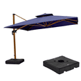 thumbnail image 1 of PURPLE LEAF 11FT Deluxe Square Wood Grain Patio Umbrella with Base, Large Offset Cantilever Umbrella with 360° Rotation, Navy Blue, 1 of 14