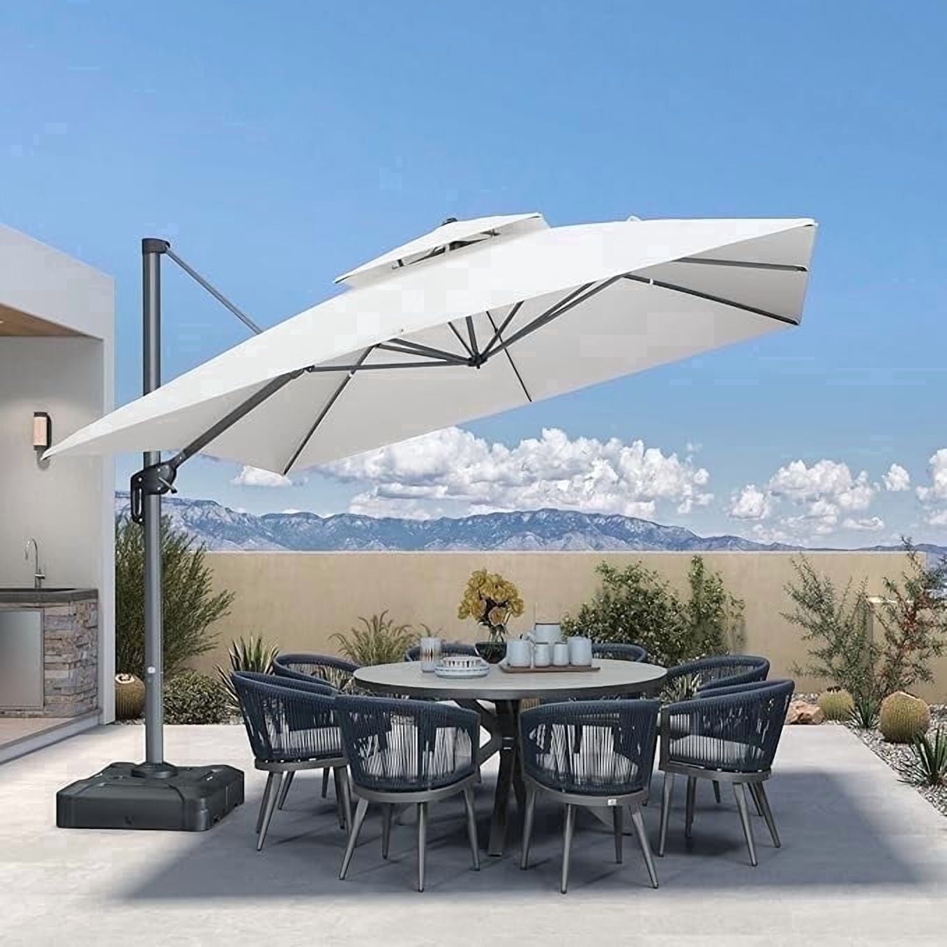 PURPLE LEAF 12 Feet Sunbrella Cantilever Umbrella Outdoor Double Top ...