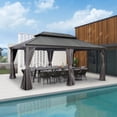 thumbnail image 1 of PURPLE LEAF 12' X 18' Permanent Hardtop Gazebo Aluminum Gazebo with Galvanized Steel Double Roof for Patio Lawn and Garden, Curtains and Netting Included, Gray, 1 of 14