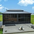 thumbnail image 1 of PURPLE LEAF 12' X 20' Sunroom Hardtop Gazebo Solarium Galvanized Steel Double Roof &Sliding Doors Outdoor Screen House for Patio Deck Backyard, 1 of 13