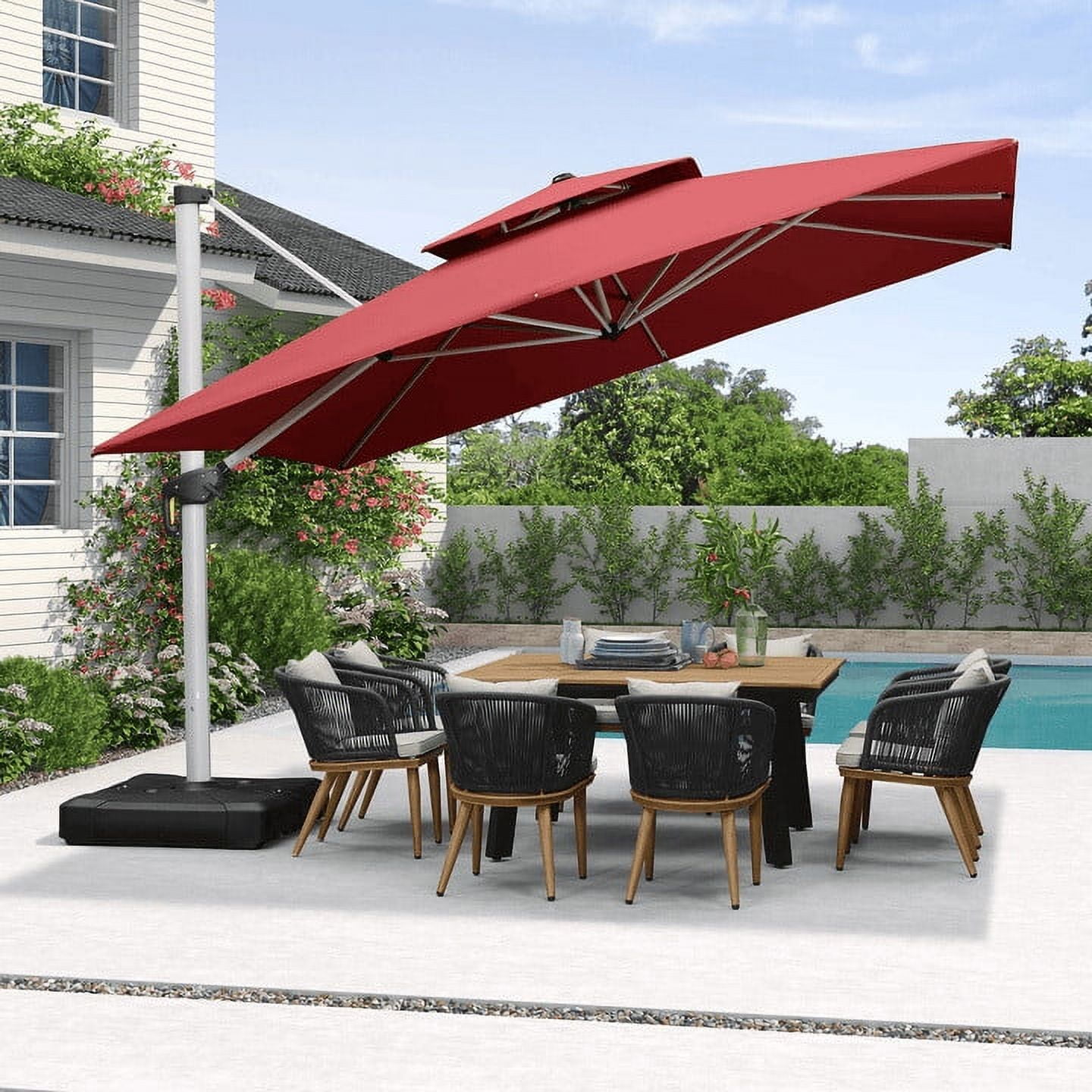 PURPLE LEAF 12 ft Square Doubletop Vented Patio Umbrella Outdoor Large