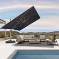 thumbnail image 1 of PURPLE LEAF 12FT Patio Umbrella Square Cantilever Umbrella Teak Finished Aluminum Frame Large Windproof Offset Outdoor Sun Umbrellas for Beach Pool Deck, Grey, 1 of 9