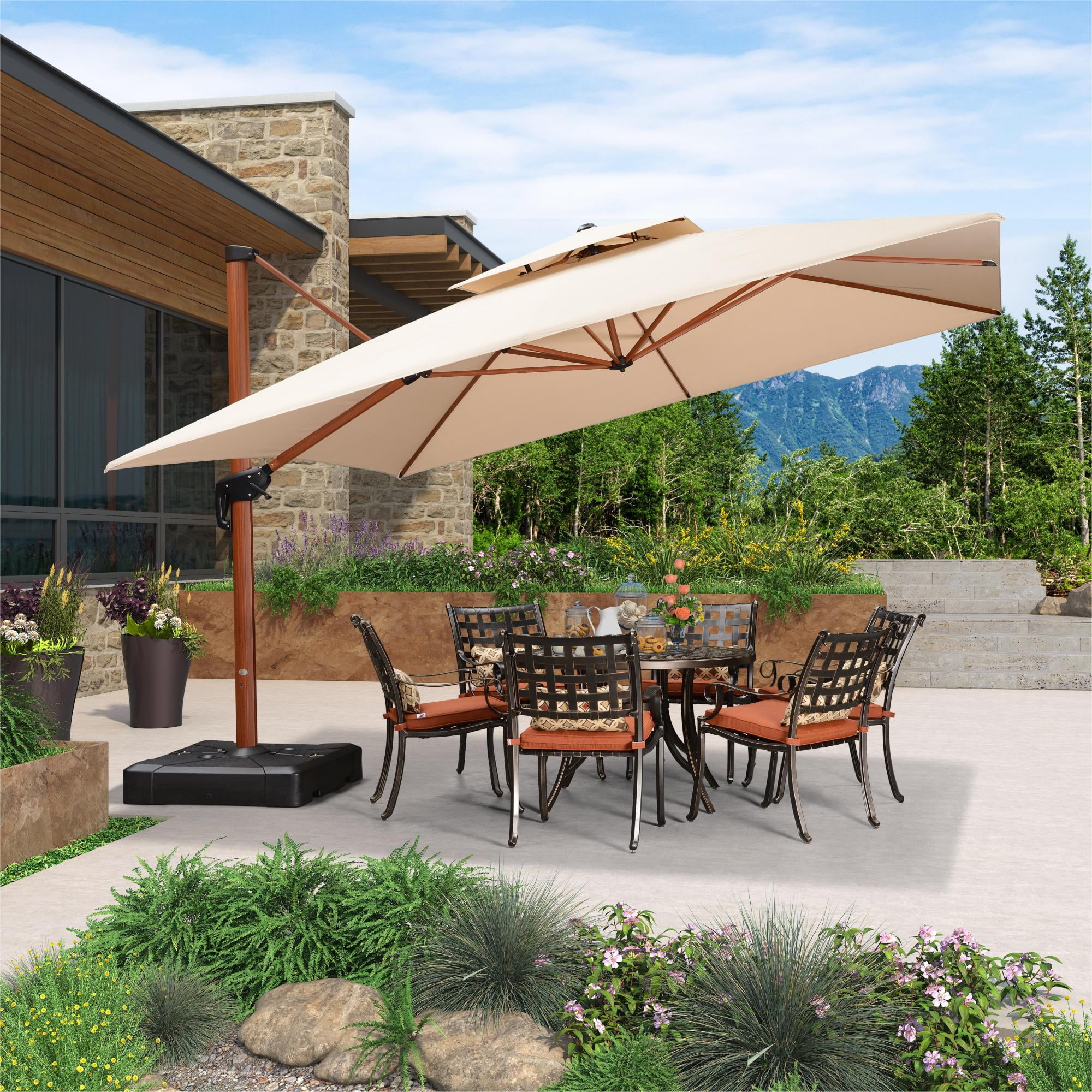 PURPLE LEAF 12ft Patio Umbrella Outdoor Square Umbrella Large