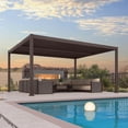 thumbnail image 1 of PURPLE LEAF 13' x 15' Louvered Aluminum Pergola Adjustable Louvre Shade Retractable Hardtop Roof Modern Outdoor Shelter Deck Backyard Garden Bronze, 1 of 10