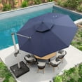 thumbnail image 1 of PURPLE LEAF 13FT Deluxe Round Patio Umbrella, Large Offset Cantilever Umbrella with 360° Rotation, Navy Blue, 1 of 14