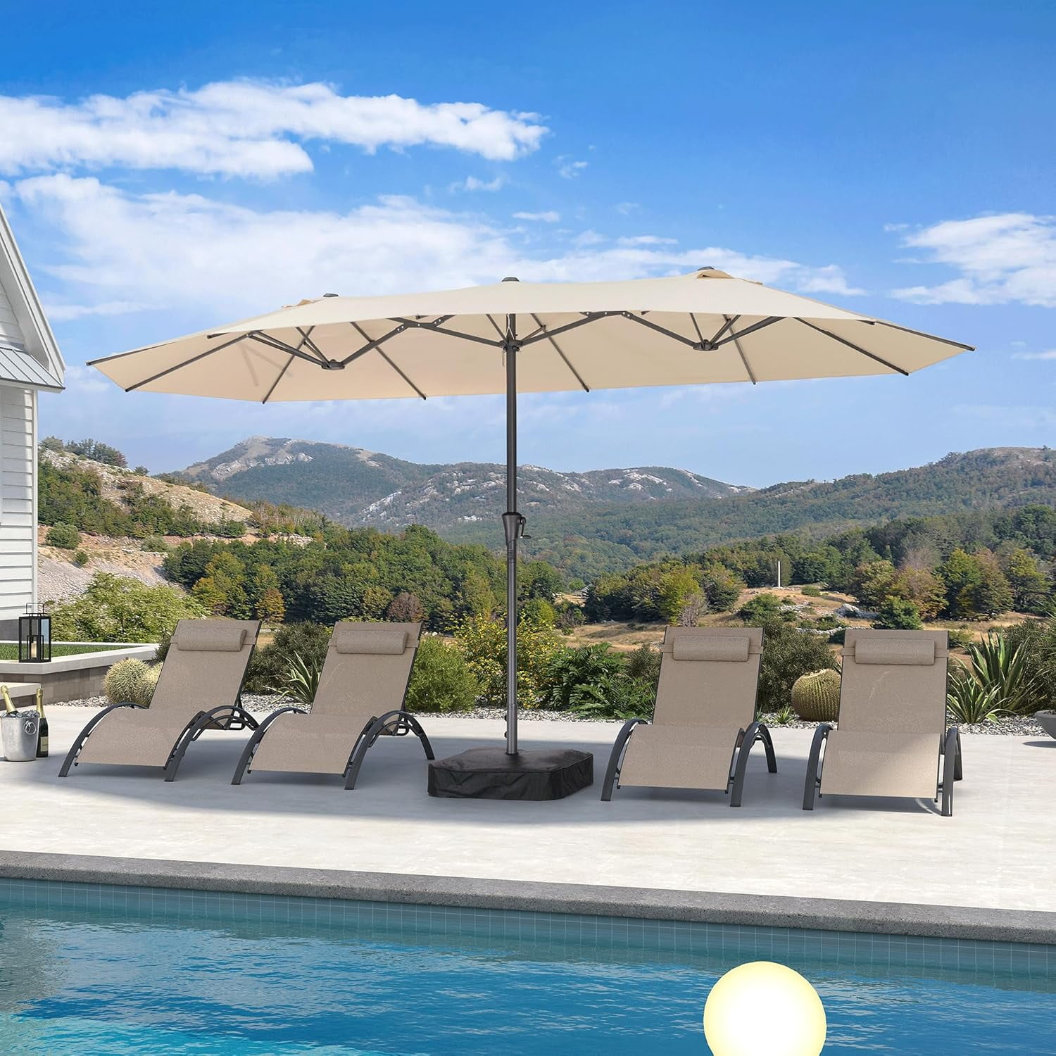 14 feet patio umbrella FIM Flexy Aluminum 10' x 14' Rectangular Offset Easy Installation Ultcover Smart Selection Patio Umbrella