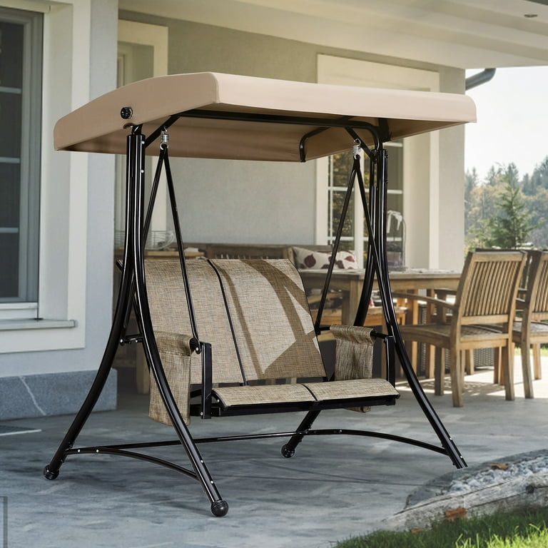 PURPLE LEAF Deluxe 2-Seat Outdoor Patio Swing, Weather Resistant