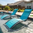 thumbnail image 1 of PURPLE LEAF 3 PCS Patio Oversized Chaise Lounge Chair Set of 3with Side Table Poolside Adjustable Recliner Chairs for Outside Beach Outdoor Pool Sunbathing Tanning Loungers, Turquoise Blue, 1 of 9