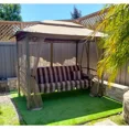 thumbnail image 1 of PURPLE LEAF 3 Person Outdoor Patio Porch Tent Swing with Netting & Curtains Swing with Canopy for Adults, 1 of 10