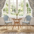 thumbnail image 1 of PURPLE LEAF OUTDOOR 3-Piece French Bistro Dining Set Round Outdoor Patio Table and 2 Armless Chairs Tempered Glass Top PE Rattan Champagne Finish Aluminum Frame Light Blue, 1 of 10