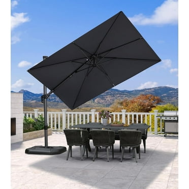 PURPLE LEAF 6x10 Ft Cantilever Umbrella Left-right Tilting Swivel Large Square Patio Umbrella Outdoor Offset Aluminum Umbrella with 360°Rotation Adjustable Garden,Light Gray