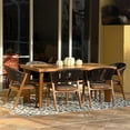 thumbnail image 1 of PURPLE LEAF 7-Piece Patio Dining Set, Aluminum Outdoor Table And 6 All-Weather PE Rattan Chairs With Cushions For Lawn, Garden, Porch, Deep Teak, 1 of 8