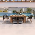 thumbnail image 1 of PURPLE LEAF 7-Piece Patio Dining Set, Aluminum Outdoor Table And 6 Wicker Chairs With Sunbrella Cushions For Lawn, Garden, Porch, Deep Teak, 1 of 8
