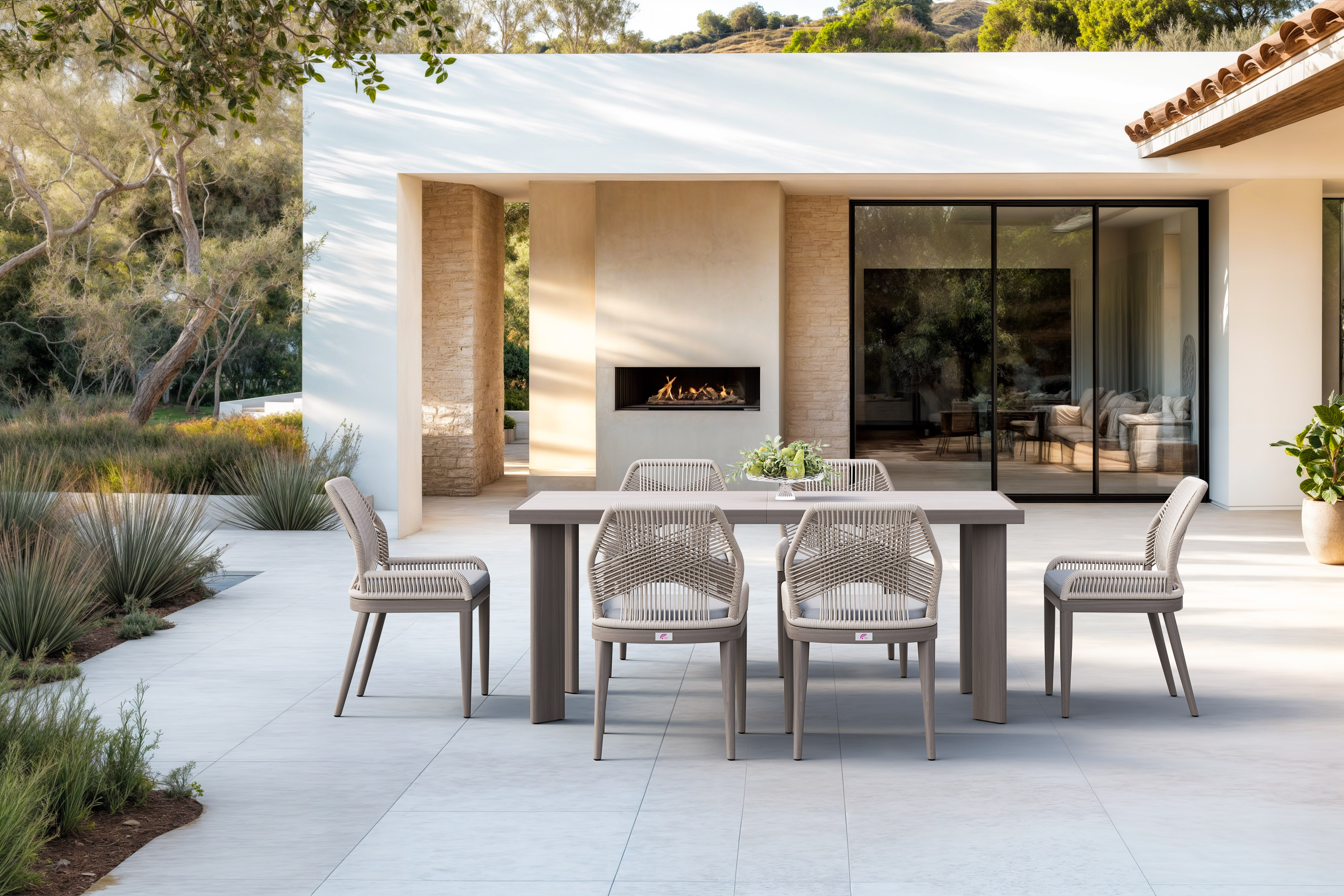 PURPLE LEAF 7 Pieces Modern Patio Dining Set, Rectangular Aluminum ...
