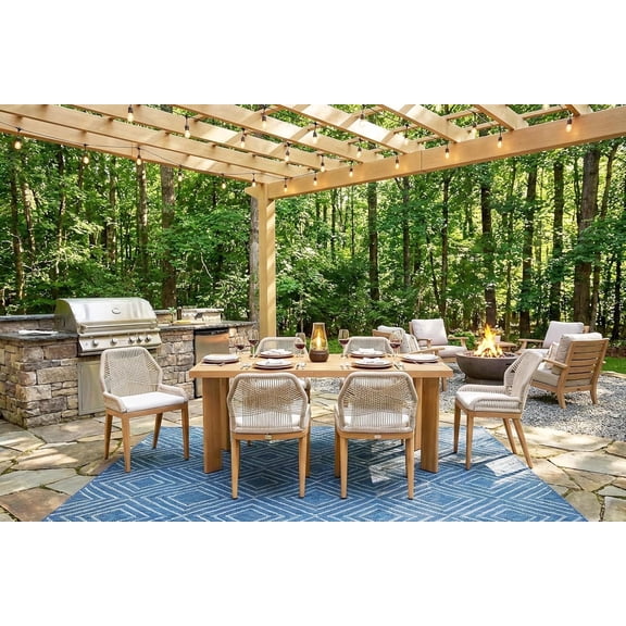 PURPLE LEAF 7 Pieces Modern Patio Dining Set, Rectangular Aluminum Outdoor Table and 6 All-Weather PE Rattan Chairs set for Kitchen Porch and Garden,