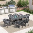 thumbnail image 1 of PURPLE LEAF 7 Pieces Patio Dining Set, Rectangular Aluminum Outdoor Table and 6 Wicker Chairs with Cushions for Garden Kitchen and Porch, Grey, 1 of 11