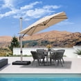 thumbnail image 1 of PURPLE LEAF 8 × 8 FT Patio Umbrella, Outdoor Cantilever Umbrella with Champagne Post, Hanging Offset Umbrella for Pool, Deck Garden, Beige, 1 of 11