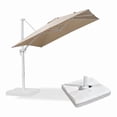 thumbnail image 1 of PURPLE LEAF 8 FT Patio Umbrella With Base White Cantilever Umbrella Square Outdoor Offset Umbrella Windproof with 360° Rotation for Garden Deck Pool, Beige, 1 of 13