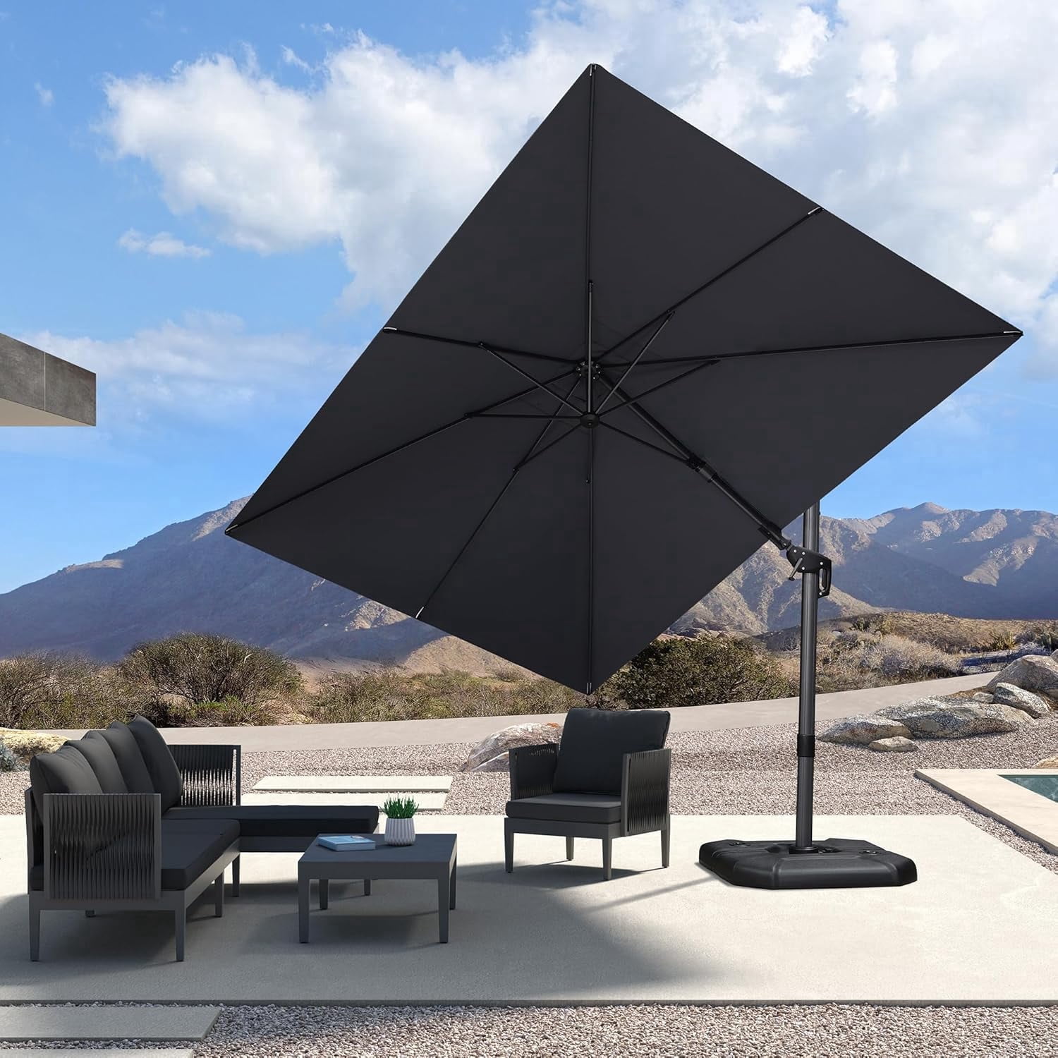 8 x 11 patio umbrella Grand FT 10-Year-Non-Fading Patio Umbrella, Outdoor with Faux-Wood Grain Aluminum Ribs, Market Umbrella with Pulley Lift, Ventilation, Waterproof for Poolside, Deck, Backyard, Gray Fabric : Patio to offer even longer color retention rating than competing material sources. 8 x 11 Single Vent
