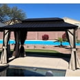 thumbnail image 1 of PURPLE LEAF 8’ X 14’ Outdoor Patio Hardtop Gazebo Metal Frame Galvanized Steel Double Roof with Curtains and Nettings for Backyard Desk Bronze, 1 of 10