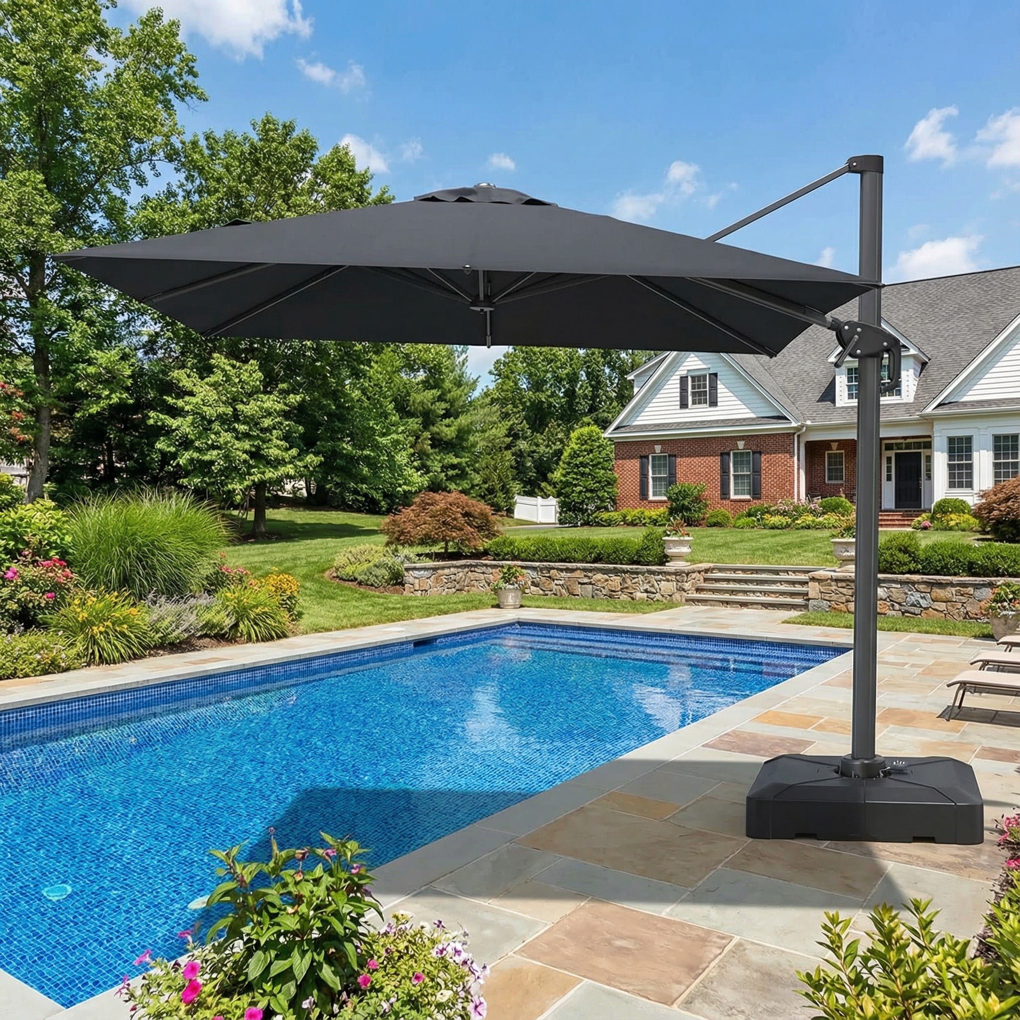 PURPLE LEAF 8' X 8' Patio Umbrella for pool 7' High Offset Cantilever ...
