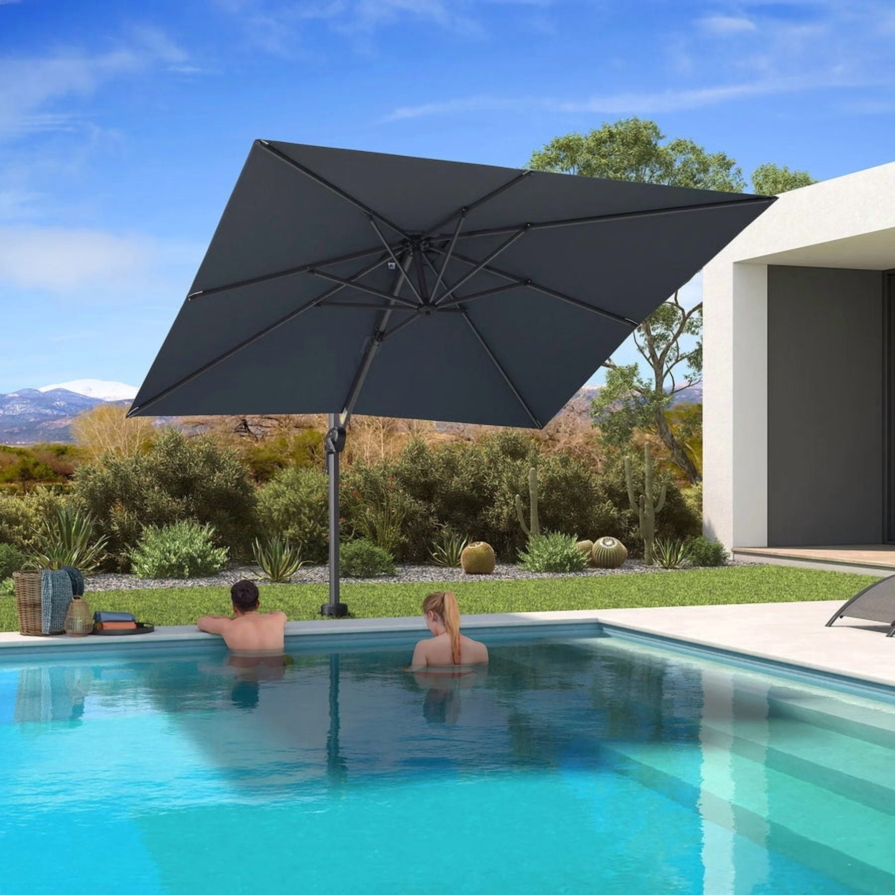 PURPLE LEAF 8' X 8' Patio Umbrella for pool 7' High Offset Cantilever ...