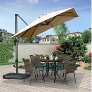 PURPLE LEAF 9x9 Ft Cantilever Umbrella Square Outdoor Patio Umbrella Large Offset Hanging Umbrella Aluminum Umbrella with 360°Rotation Adjustable Garden Pool Umbrella,Light Gray
